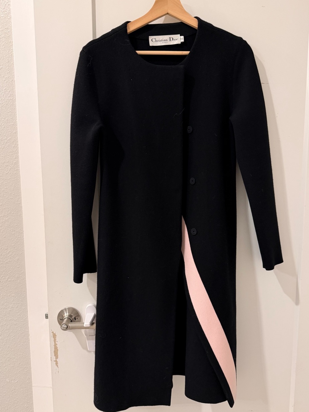 Dior Black Coat with Pink Panel Long Sleeve